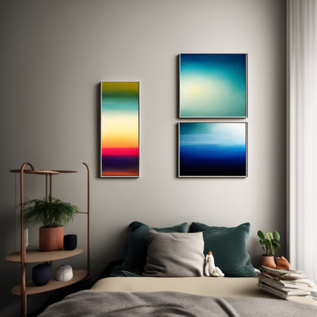 Modern minimalist nursery room in scandinavian style. Baby room interior in light colours, AI generated imageの素材