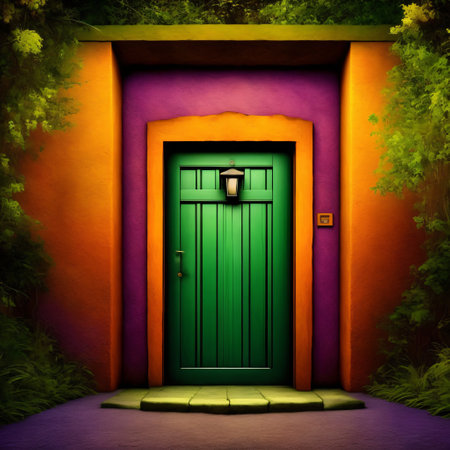 Magic door, door to fantasy dimension, branch and leaf door, digital , Generative AIの素材