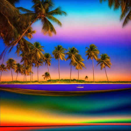 Beautiful beach on the Maldives' exotic island. Generative AIの素材