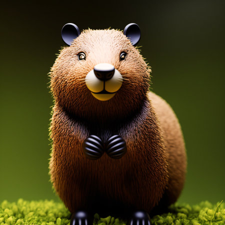 Groundhog Day, a groundhog crawled out from under the snow in sunny weatherの素材