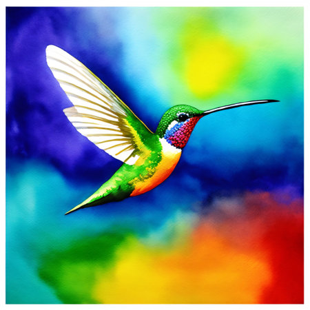 Hummingbird watercolor painting. Generative AIの素材