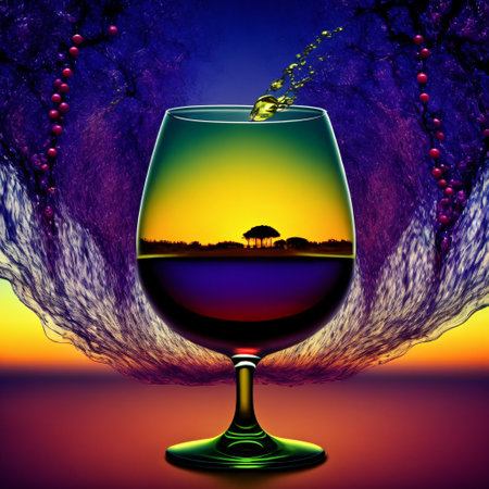 Delicious wine in picturesque vineyard. Based on Generative AIの素材