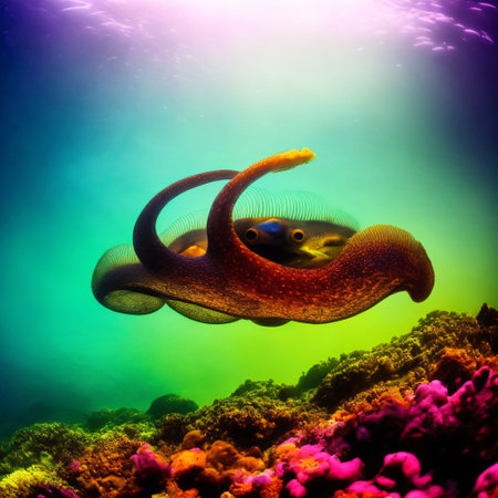 photography of a octopus in the sea. Generative AIの素材