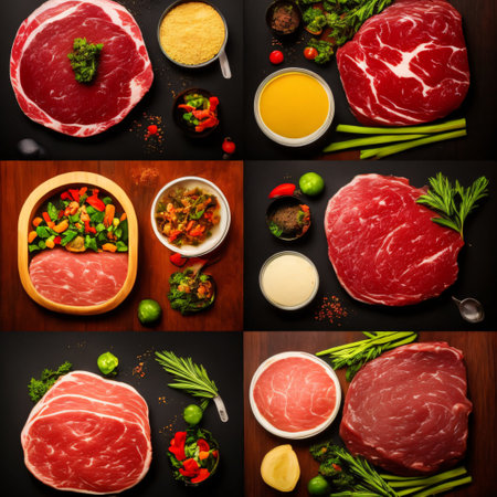 Different types of raw meat Generative AIの素材