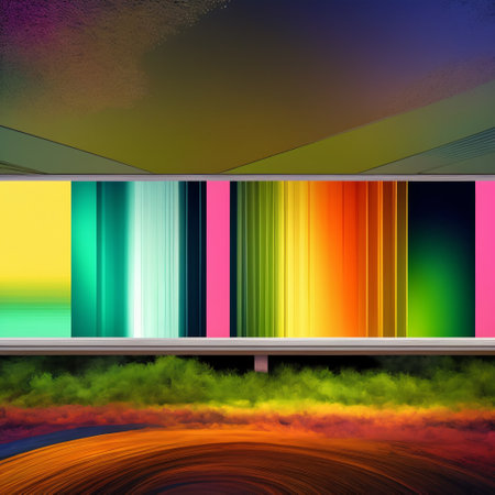 ilustration, An empty billboard in the hall of the shopping center, Generative AIの素材