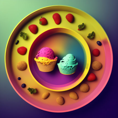 Colorful ice cream scoops on a transparent background. Generative AIの素材