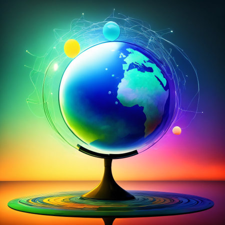 Tech modern devices and connected to digital planet earth with Generative AI Technology.の素材