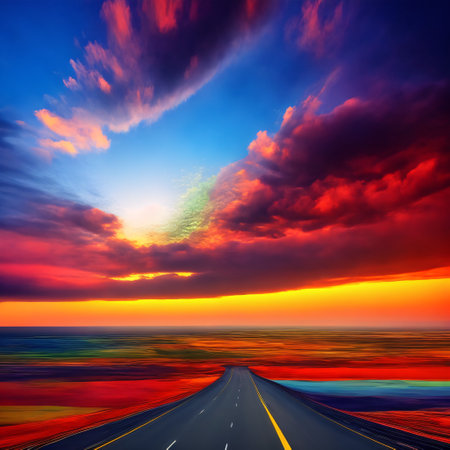 Highway horizons road. Transportation and Oil Industry at Sunset. Powering Business in the Transport Sectorの素材