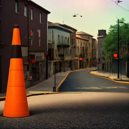 3d orange traffic cone construction improvement zoneの素材