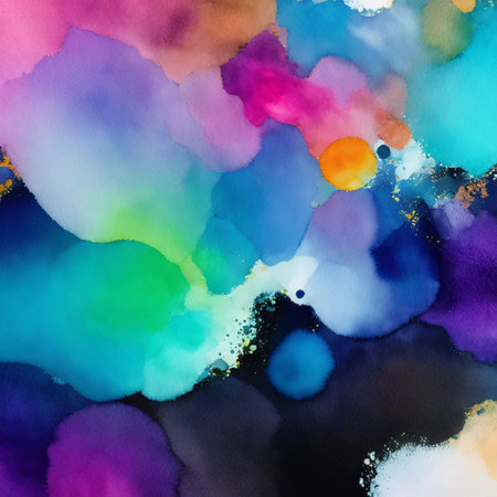 Warm and vibrant watercolor and acrylic abstract backdrop. messy paint splashes and creative wet effect. pastel design is lovely. Generative AIの素材