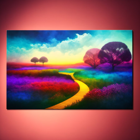 Soul Forest Bridge Concept. Spiritual Mindfulness Consciousness Psychedelic Trippy Oneness Awakening Enlightenment New Age Concept. Generative AI.の素材