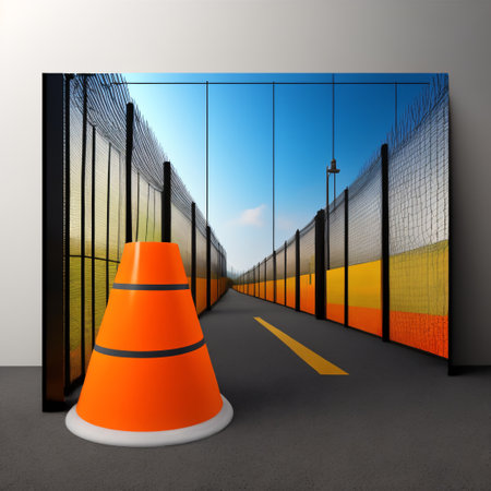 3d orange traffic cone construction improvement zoneの素材