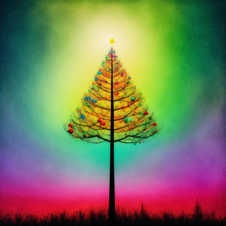 Abstract christmas tree in forest  for christmasの素材