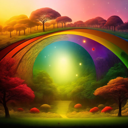 wide panoramic of  fantasy forest with glowing butterflies. fantasy scenery.の素材