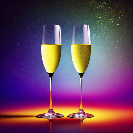 Two glasses of champagne, New Year's Eve party - Generative AIの素材