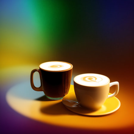 Glass of coffee with milk, Generative AIの素材