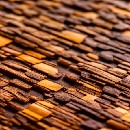 Image with wood texture background. Old natural pattern of tree grain. Generative AI.の素材