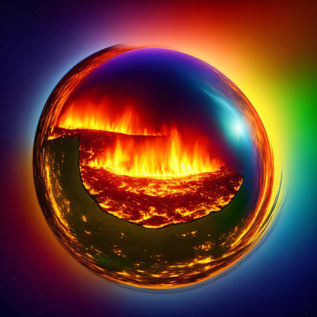 of the planet Earth burning. Global warming and climate change concept.の素材