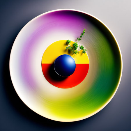 Artistic dessert plating by a creative chef with striking volumetric lighting, generative aiの素材