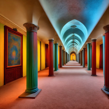 Ballroom of a deserted castle, or a palace hall in the middle of the night. Generative AIの素材