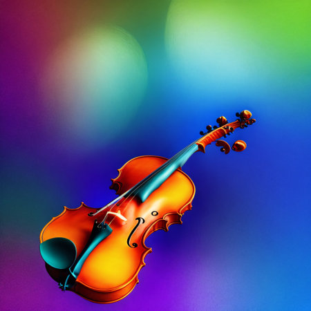 A violin in a symphony orchestra. Ai generated.の素材