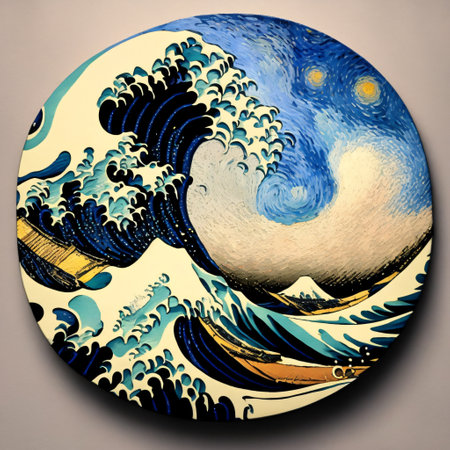 Great Wave Off Kanagawa Starry Night by Vincent van Goghの素材