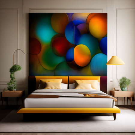 Living room in a modern, minimalist, and warm style.の素材