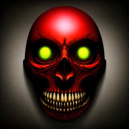 Horror monster face in the darkness. Digital painting.の素材