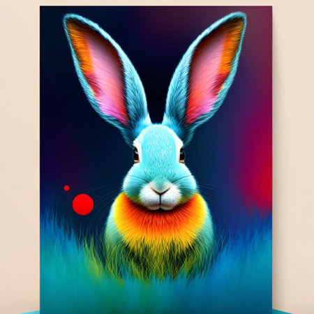of a rabbit in colorful paint art.の素材