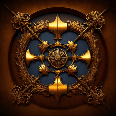 Shining and Metallic Iron Swords With Golden Hilt, as a Classical and Medieval Hand Weaponの素材