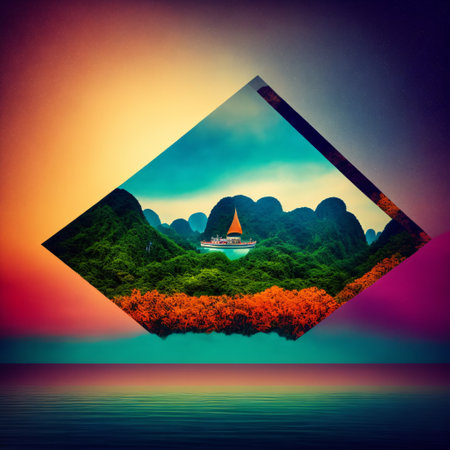 ha long bay at vietnam as travel scene created with Generative AI technologyの素材