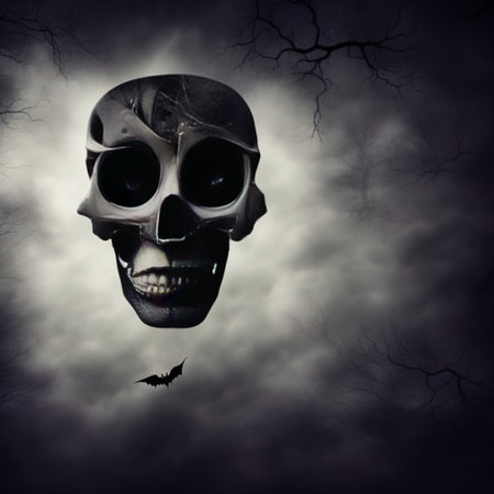 Abstract halloween abstract fogmagical dark fairy tale forest at nightの素材