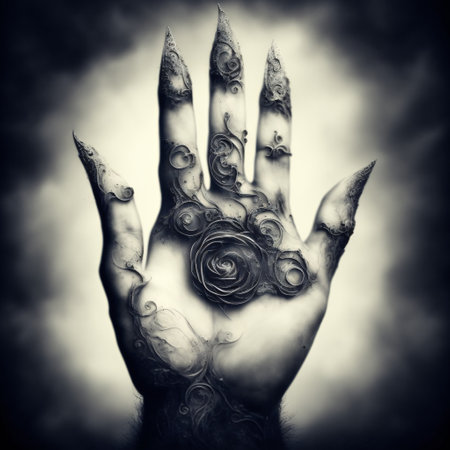 Abstract halloween abstract fogmagical dark fairy tale forest at nightの素材