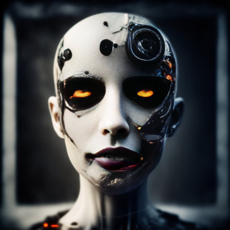 Abstract halloween abstract fogmagical dark fairy tale forest at nightの素材