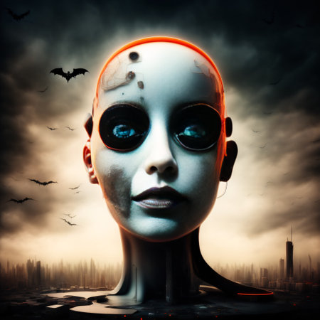 Abstract halloween abstract fogmagical dark fairy tale forest at nightの素材