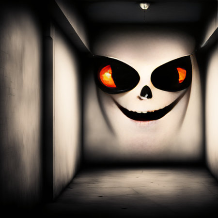 Abstract halloween abstract fogmagical dark fairy tale forest at nightの素材