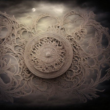 Abstract halloween abstract fogmagical dark fairy tale forest at nightの素材