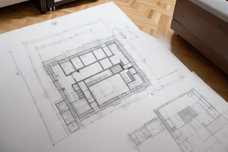 Floor plan icons set for design interior and architectural project (view from above). Furniture thin line icon in top view for layout. Blueprint apartment. Vectorの素材