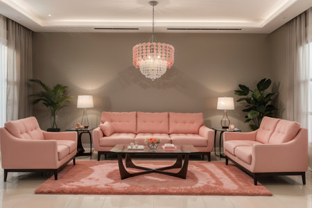 Luxury modern interior of living room ,Living coral decor concept ,の素材