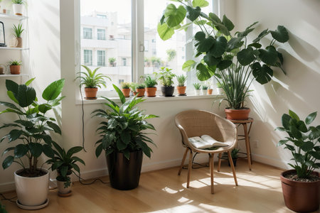 Stylish room interior with different home plantsの素材