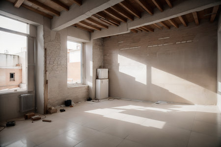 interior of the apartment without decoration in gray colorsの素材