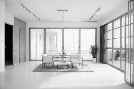 Line drawing of the interior on white backgroundの素材