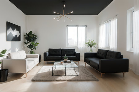 Interior minimalist room, gallery furniture logo design vectorの素材