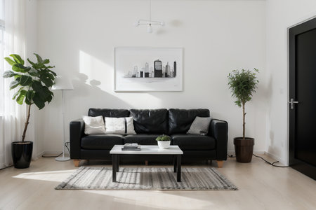 Living room graphic black white home interior sketch vectorの素材