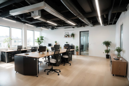 creative workplace modern cabinet empty no people office interior contemporary co-working centerの素材