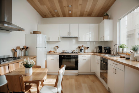 Blurred Modern Kitchen with Retro Instagram Style Filterの素材