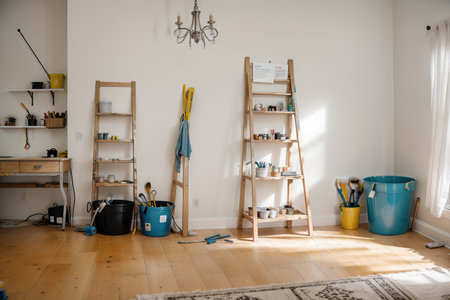 Set of tools for painting wall at homeの素材