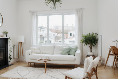 White living room with sofa. Scandinavian interior design.の素材