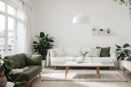 White living room with sofa. Scandinavian interior design.の素材