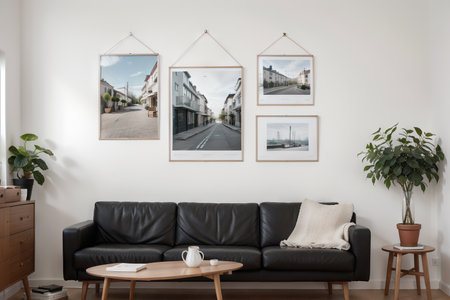 poster frame in modern interior background, living room, Scandinavian style, ,の素材